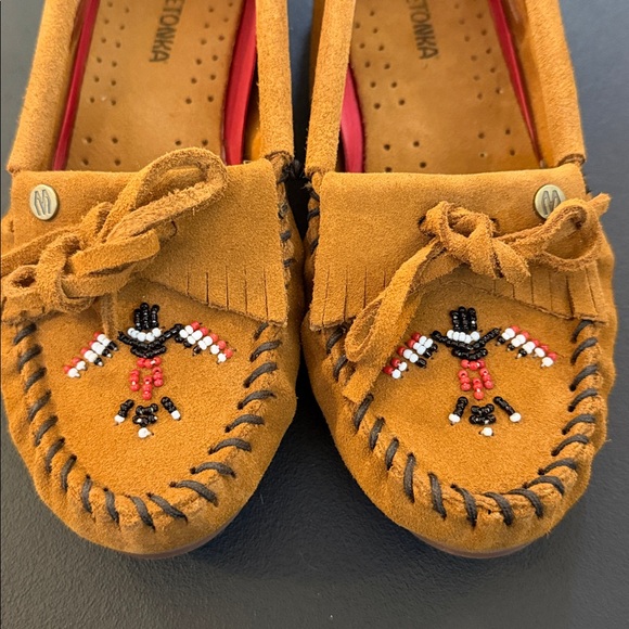 Minnetonka Brown Moccasins with Embroidery - Picture 3 of 9